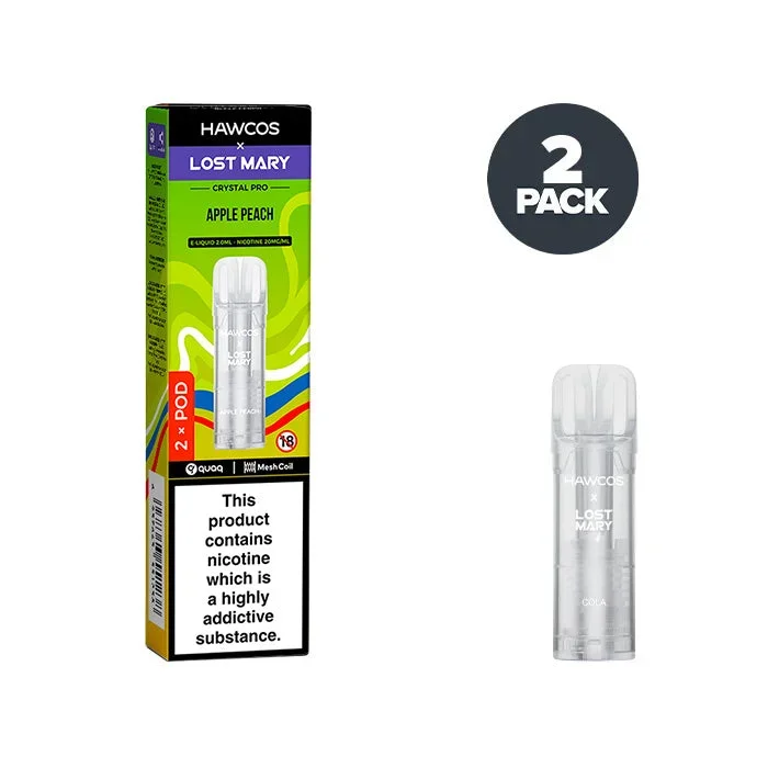 Apple Peach Hawcos X Lost Mary Crystal Pro Prefilled Pods