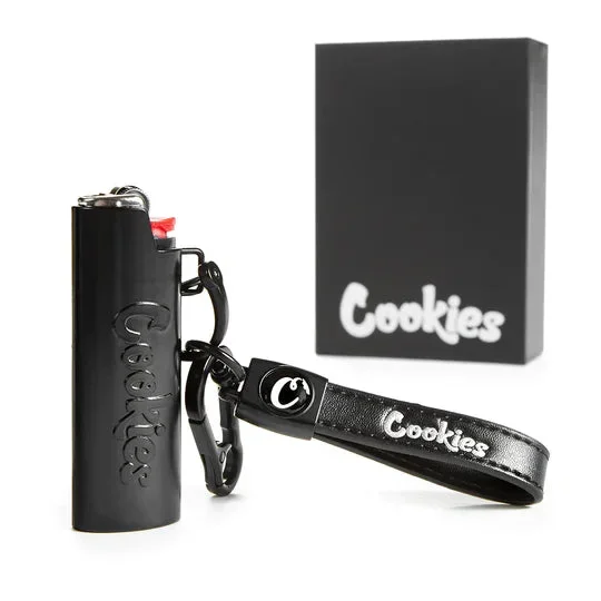 COOKIES METAL LIGHTER HOLDER WITH LEATHER LOOP