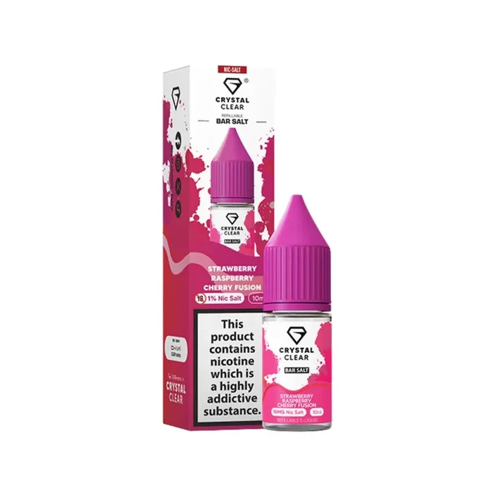 Crystal Clear Strawberry Raspberry Cherry Fusion 10ml Nic Salt E-liquid