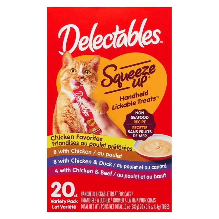Delectables Squeeze Up Variety Handheld Lickable Cat Treats, 20-Pack