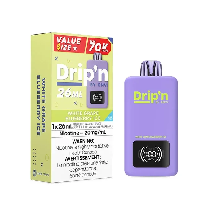 Drip’n by Envi 26ML Disposable – White Grape Blueberry Ice