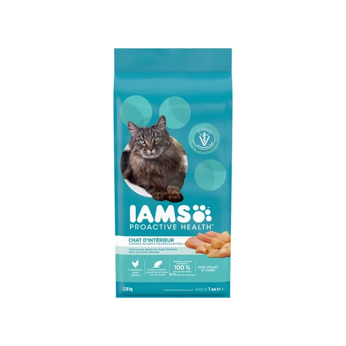 IAMS PROACTIVE HEALTH Adult Weight & Hairball Care Dry Cat Food, Chicken & Turkey, 3.18 kg