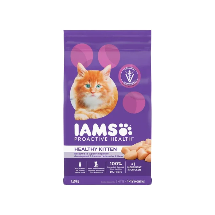IAMS PROACTIVE HEALTH Healthy Kitten Dry Cat Food with Chicken, 1.59 kg