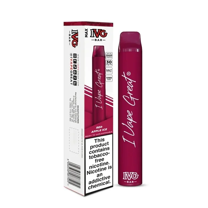 IVG BAR DISPOSABLE RED APPLE ICE 3000 PUFF 30mg