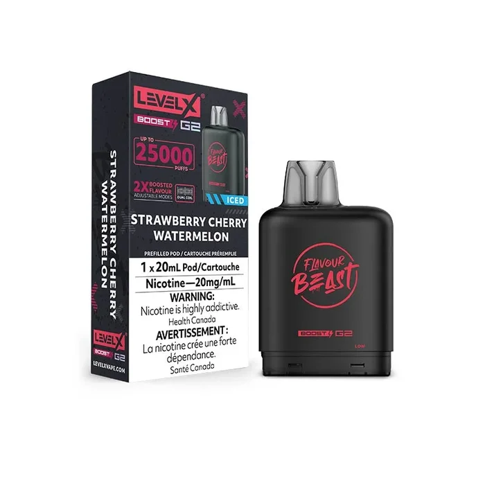 Level X Flavour Beast Boost G2 Pod – Strawberry Cherry Watermelon Iced (ON)