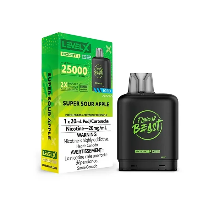 Level X Flavour Beast Boost G2 Pod – Super Sour Apple Iced (ON)