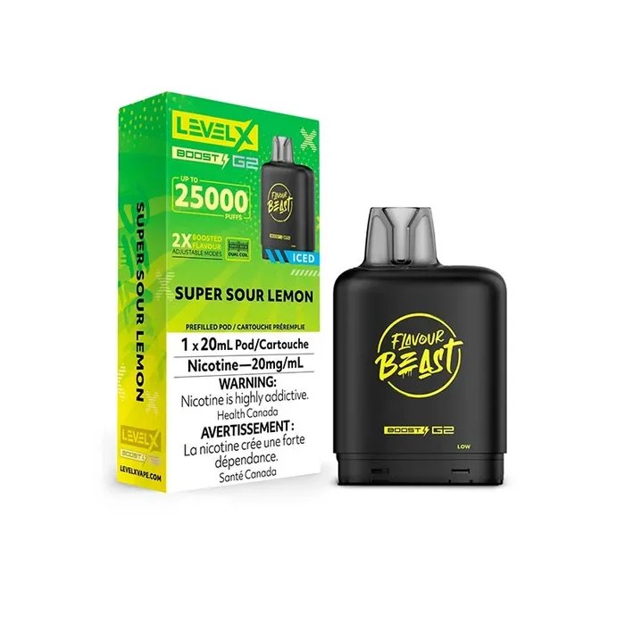 Level X Flavour Beast Boost G2 Pod – Super Sour Lemon Iced (ON)