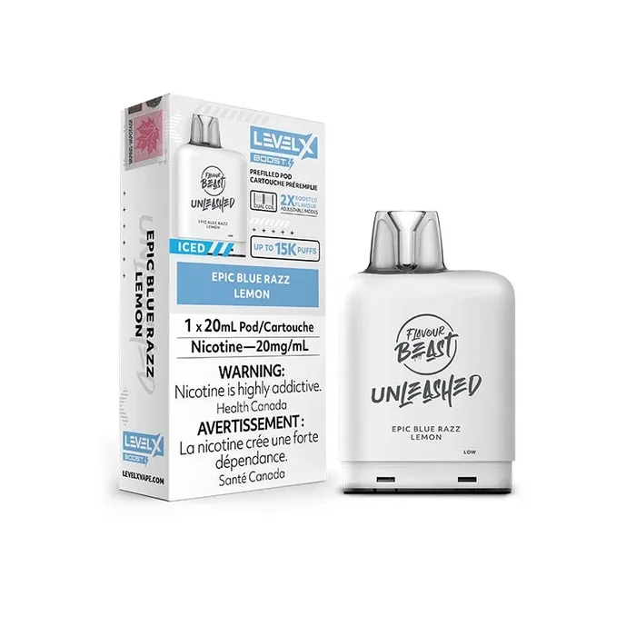 Level X Flavour Beast Unleashed Boost Pod 15K – Epic Blue Razz Lemon Iced