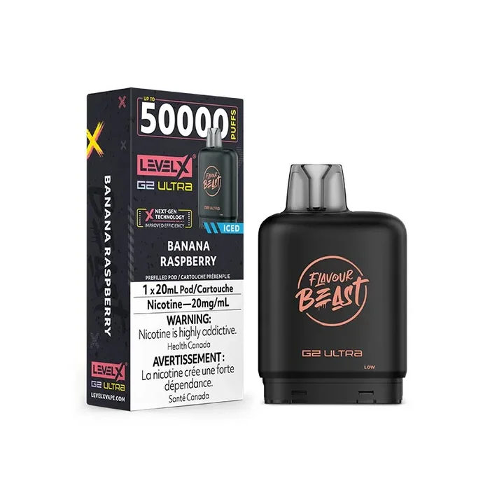Level X G2 Ultra Pod – Flavour Beast – Banana Raspberry Iced (AB)