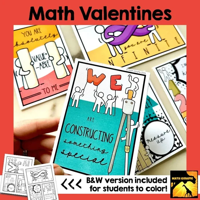 Math Valentines – Printable Math Themed Valentine Cards for Middle / High School