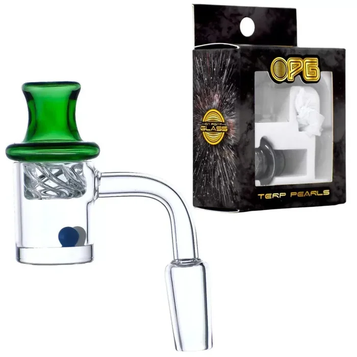 OPG – 25mm Flat Bottom 4mm W/ Directional Carb Cap & 2 Marble 6mm Banger Set – 14mm 90°