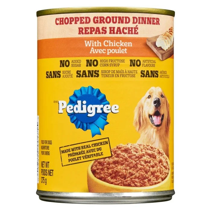 Pedigree Food for Dogs Chopped Ground Dinner with Chicken, 375 g