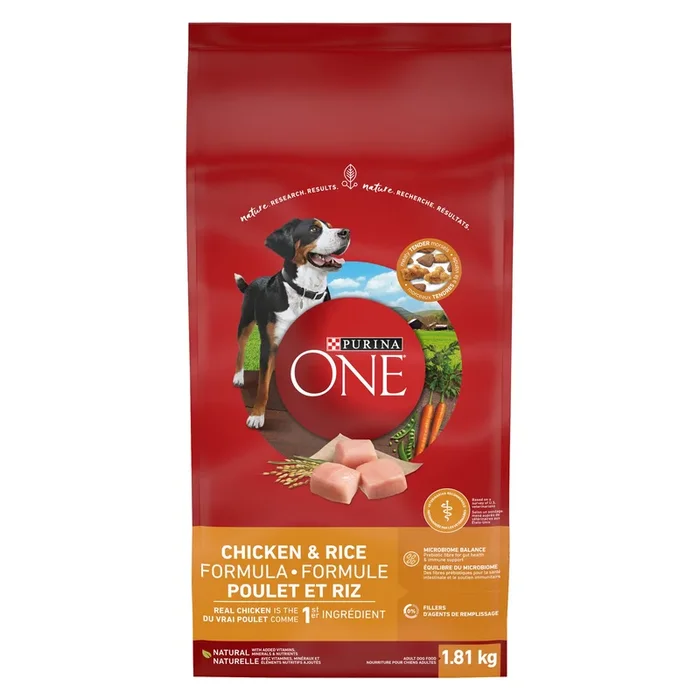 Purina ONE Smart Blend Nourriture Haut de Gamme pour Chiens Adultes Formule Poulet et Riz, 1.81 kg