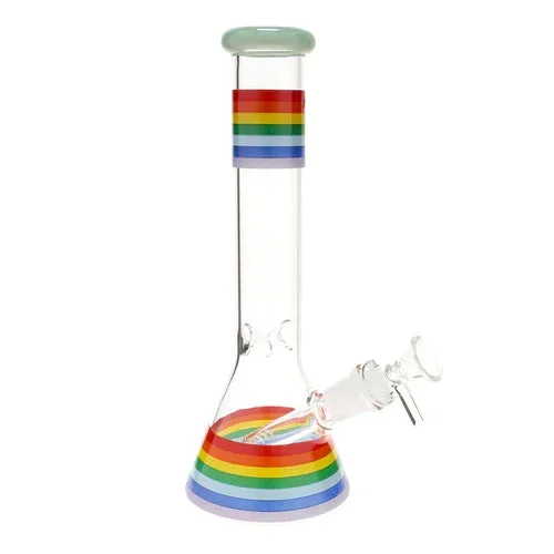 Rainbow Striped Beaker Bong – 10″
