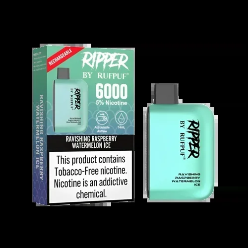 RIPPER BY RUFPUF – Disposable Ravishing Raspberry Watermelon Ice 6000 Puffs 5%