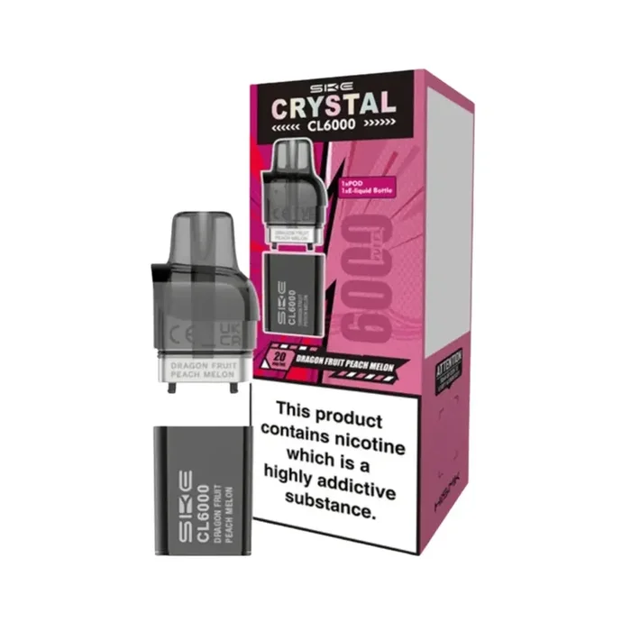 SKE Crystal CL6000 Dragon Fruit Peach Melon Prefilled Vape Pods