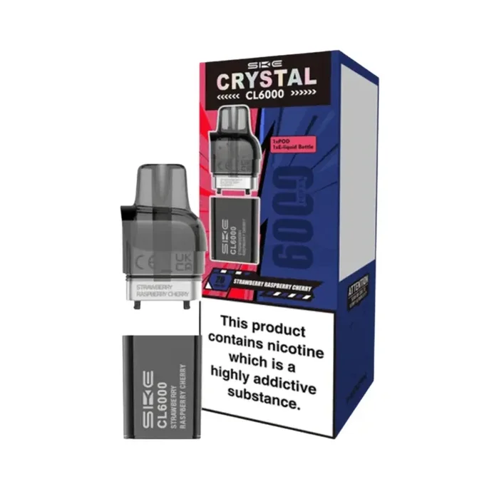 SKE Crystal CL6000 Strawberry Raspberry Cherry Prefilled Vape Pods