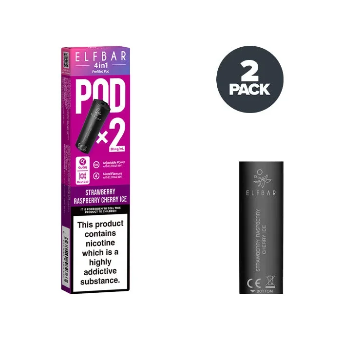 Strawberry Raspberry Cherry Ice Elf Bar 4 in 1 Prefilled Pods