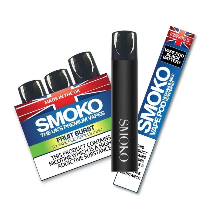 VAPE POD Starter Kit BLACK + 1 Pack FRUIT BURST 1.8% VAPE POD Refills